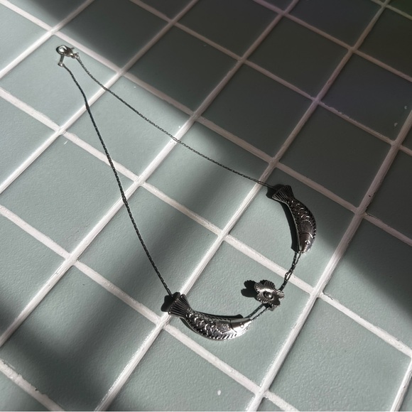 2 Fish & A Rose Silver Necklace - Picture 7 of 9